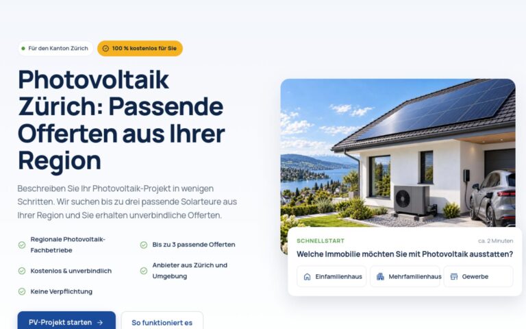 Offertenportal für Photovoltaikanlagen im Kanton Zürich – Vorschau